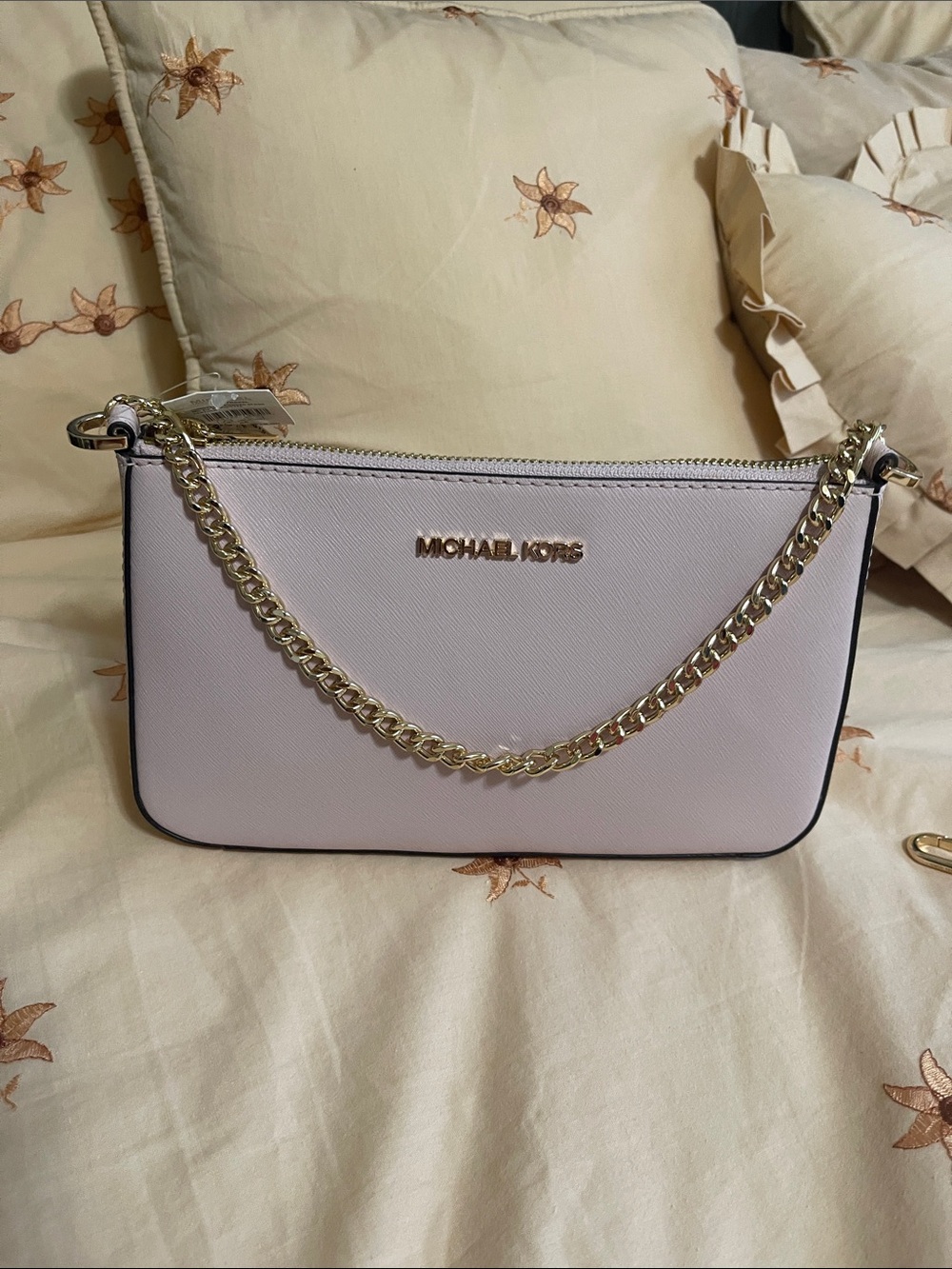 MICHAEL KORS Light Pink Chain-Accent Wristlet
